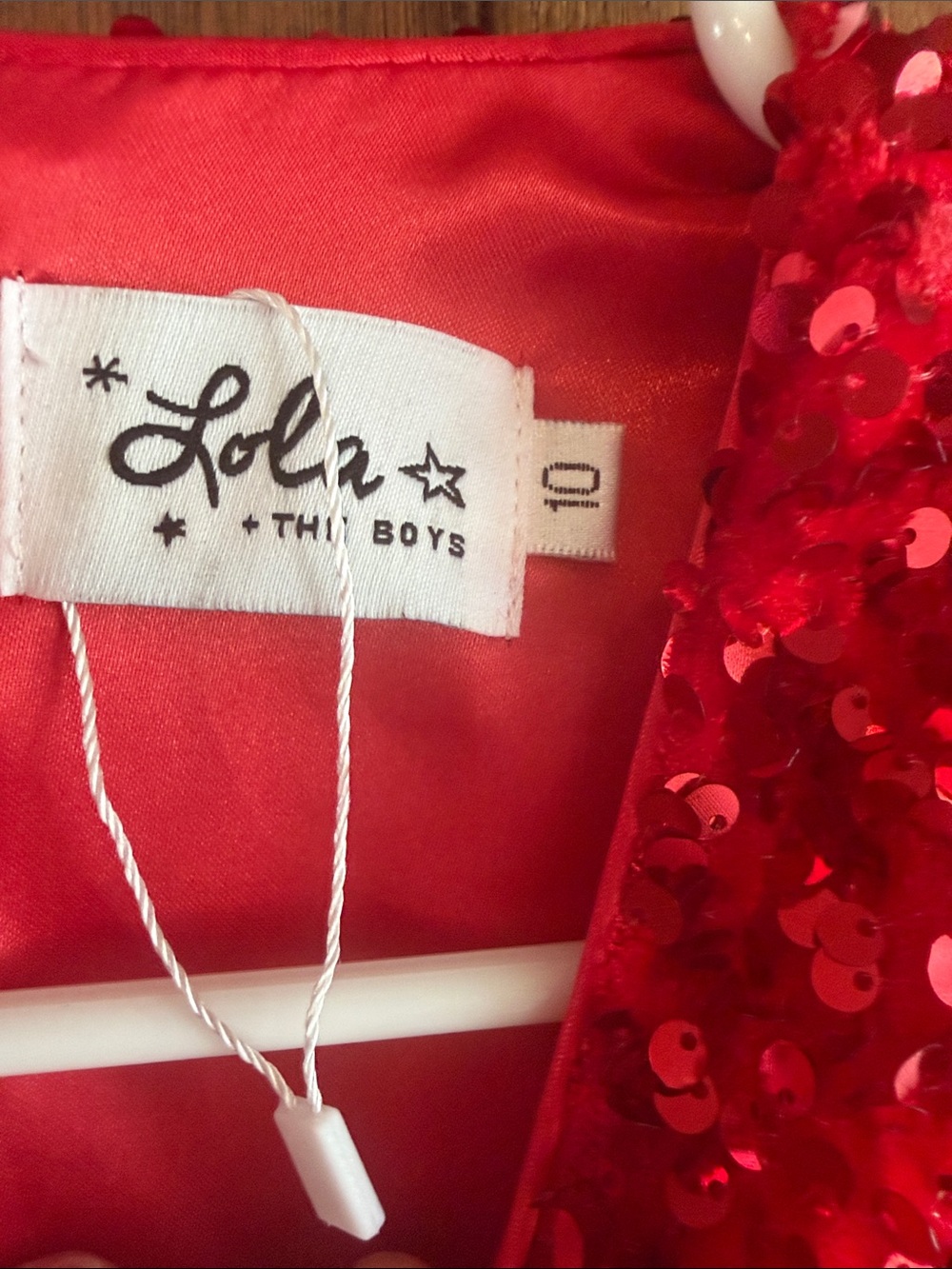 Lola and the Boys Girls Red Sequin Party Dress with Bow Accents - Picture 2 of 5
